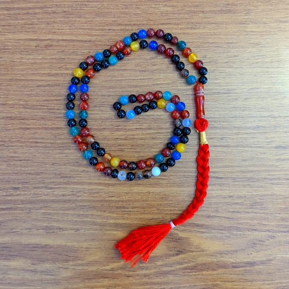Multi-color Agate stone 101 prayer beads with hand knotted tassel - Picture 3 of 6